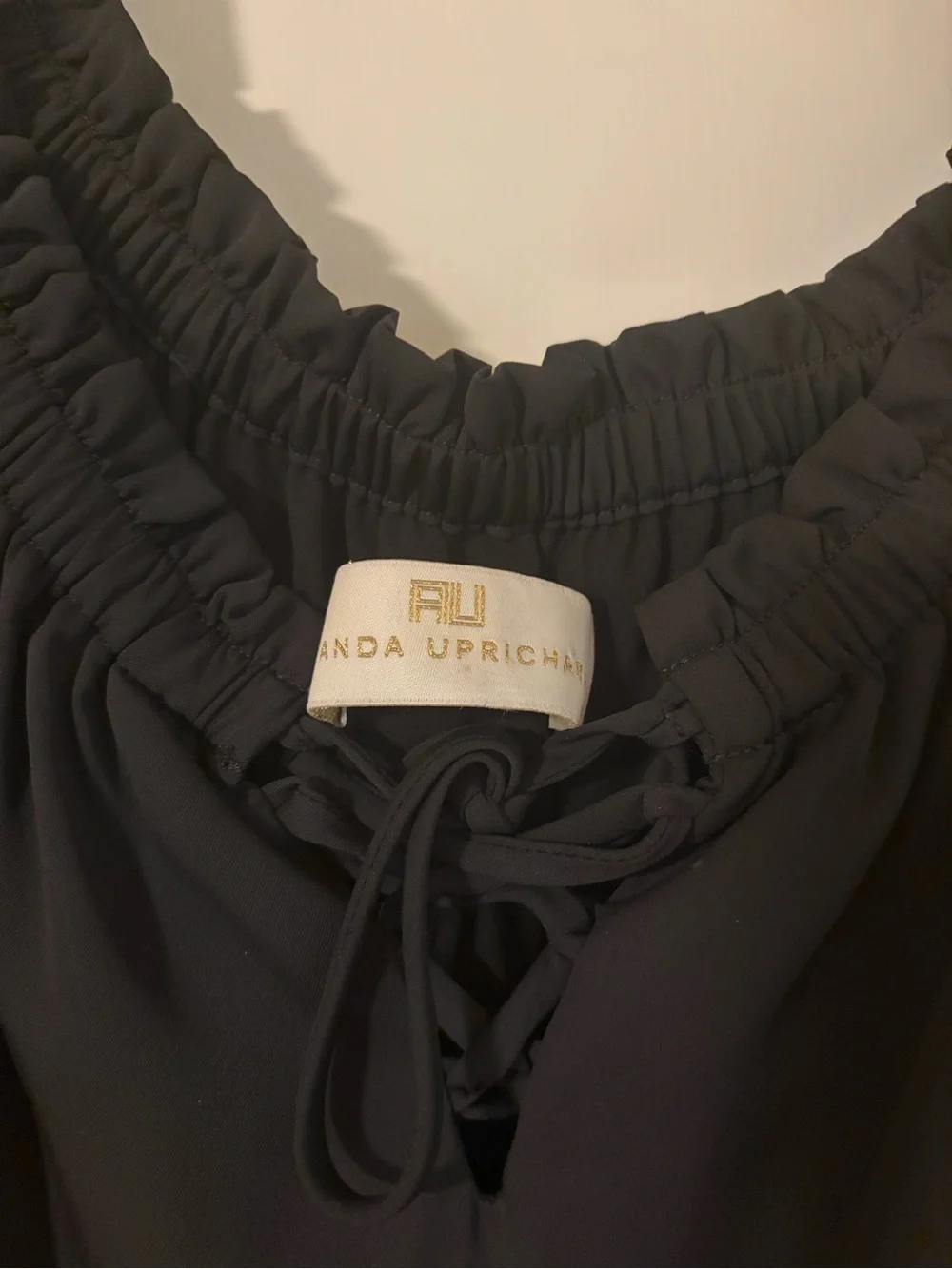 Amanda Uprichard Black Off-Shoulder Ruffle Sleeve Top size M